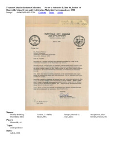 Huntsville School Centenniel Celebration Materials Correspondence,  1980