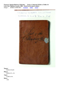 List of the Madison Guards, 1850 - Stored in fire-proof cabinet