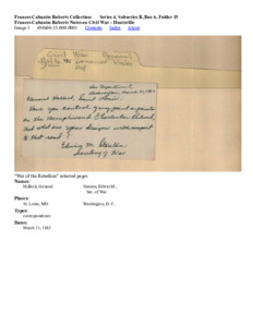 Frances Cabaniss Roberts Notes on Civil War - Huntsville