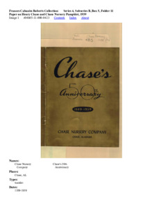 Paper on Henry Chase and Chase Nursery Pamphlet, 1939 