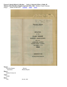 Minutes of the Flint River Baptist (reprinted 1934), 1862