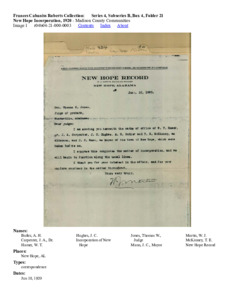 New Hope Incorporation, 1920