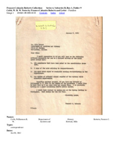 Cobb, W. R. W. Notes by Frances Cabaniss Roberts and Letter
