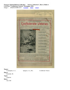 "Civil War, Confederate Veteran" Newspaper, 1894