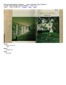 Traveller's Rest Nashville, Tennessee Booklet,