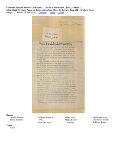 Mississippi Territory Paper on Return Jonathon Meigs by Burnes, James H.