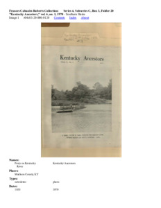 "Kentucky Ancestors," vol. 6, no. 1, 1970