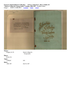 "Shorter College for Young Ladies" Catalog, 1896-1897