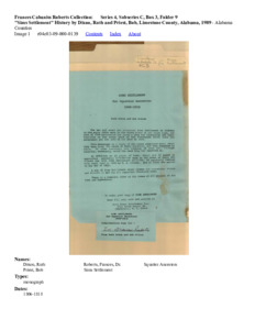 "Sims Settlement" History by Dixon, Ruth and Priest, Bob, Limestone County, Alabama, 1989