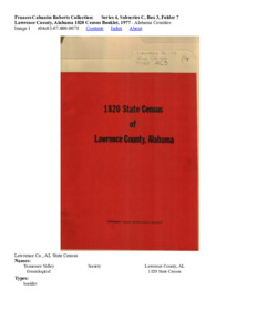 Lawrence County, Alabama 1820 Census Booklet, 1977