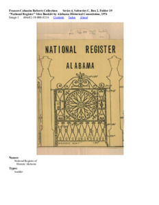 "National Register" Sites Booklet by Alabama Historical Commission, 1974