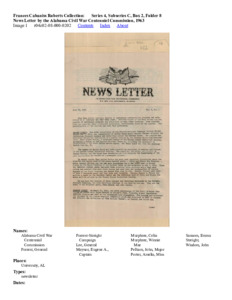 News Letter by the Alabama Civil War Centenniel Commission, 1963