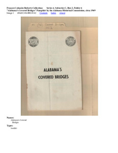 "Alabama's Covered Bridges" Pamphlet by the Alabama Historical Commission, circa 1969