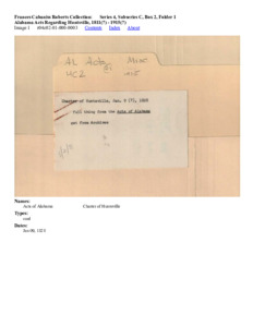 Alabama Acts Regarding Huntsville, 1811(?) - 1915(?)