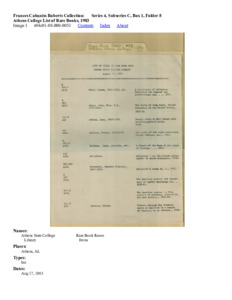 Athens College List of Rare Books, 1983