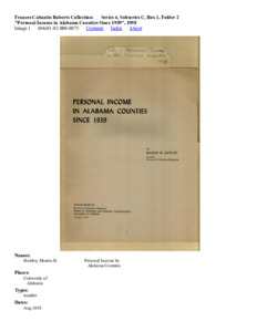 "Personal Income in Alabama Counties Since 1939", 1958