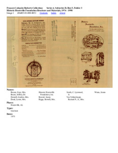 Historic Huntsville Foundation Brochure and Materials, 1974 - 1998