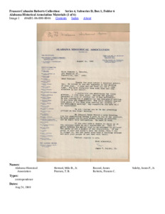 Alabama Historical Association Materials (1 of 6)