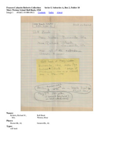 Mary Watson School Roll Book, 1910