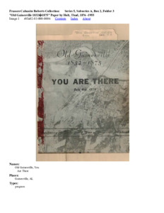 "Old Gainesville 1832–1875" Paper by Holt, Thad, 1876 -1955