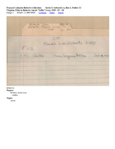 Virginia, Elsie to Roberts, Sarah "Sallie" Lucy, 1915 - 07 - 28