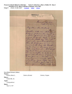 ______, Woodrow (USC office) to Roberts, Richard, circa 1961