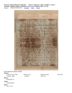 Cabaniss, Septimus (father) to Roberts, Lucy Lee (Cabaniss), 1876 - 10 - 02