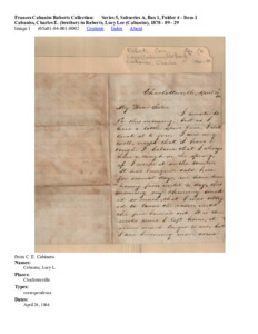 Cabaniss, Charles E. (brother) to Roberts, Lucy Lee (Cabaniss), 1878 - 09 - 29