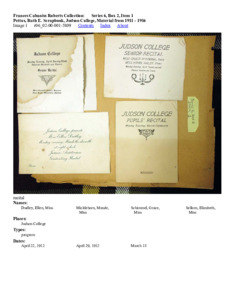 Pettus, Ruth E. Scrapbook, Judson College, Material from 1911 - 1916