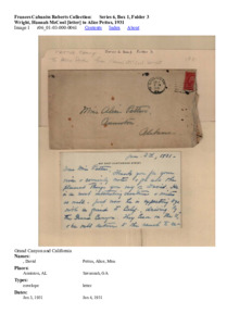 Wright, Hannah McCool [letter] to Alice Pettus, 1931