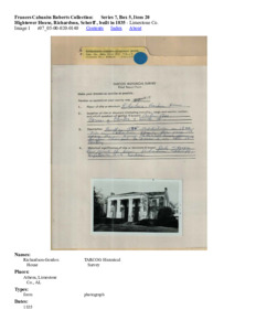 Hightower House, Richardson, Scherff , built in 1835