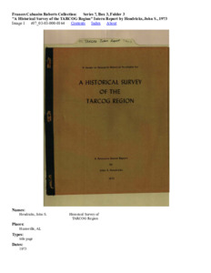 A Historical Survey of the TARCOG Region Intern Report by Hendricks, John S., 1973