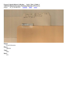 TARCOG Historical Inventory Workshop Materials, 1973 (1 of 2)