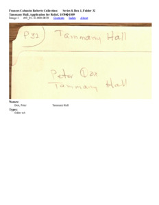 Tammany Hall, Application for Relief, 1870-1889