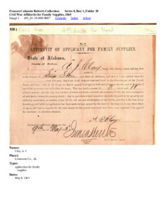 Civil War Affidavits for Family Supplies, 1865