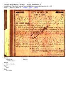 Memphis and Charlestion Railroad Bonds, Legal Documents, miscellaneous, 1851-1855 