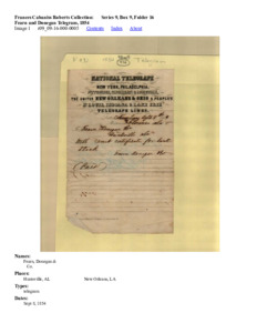 Fearn and Donegan Telegram, 1854