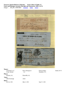 Fearn and Donegan Accounts, Receipts and Statements, 1854 (1 of 2)