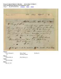 Fearn and Donegan Business Correspondence, 1853