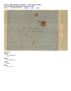 Fearn and Donegan Business Correspondence, 1852