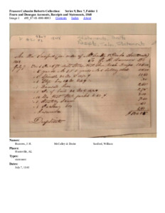 Fearn and Donegan Accounts, Receipts and Statements, 1848