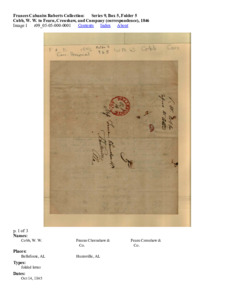 Cobb, W. W. to Fearn, Crenshaw, and Company (correspondence), 1846