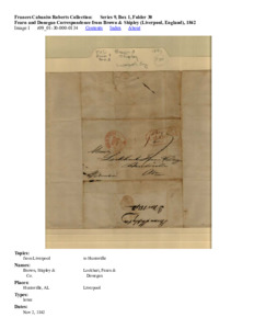 Fearn and Donegan Correspondence from Brown &amp; Shipley (Liverpool, England), 1842