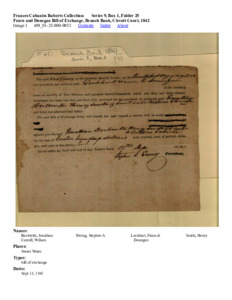 Fearn and Donegan Bill of Exchange, Branch Bank, Circuit Court, 1842