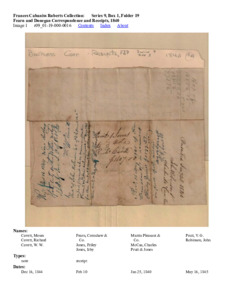 Fearn and Donegan Correspondence and Receipts, 1840