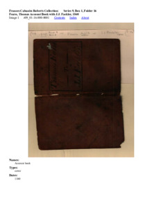 Fearn, Thomas Account Book with J.J. Fackler, 1840