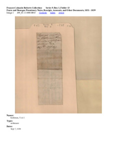 Fearn and Donegan Promissory Notes, Receipts, Accounts, and Other Documents, 1831 - 1839