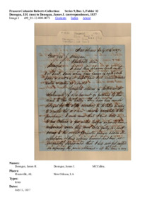 Donegan, J.H. (son) to Donegan, James J. (correspondence), 1837