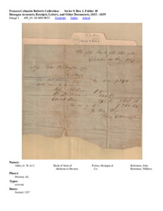 Donegan Accounts, Receipts, Letters, and Other Documents, 1833 - 1839