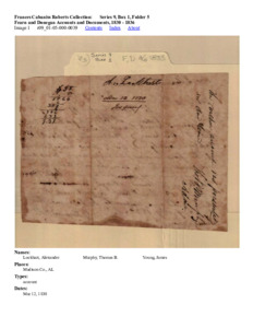 Fearn and Donegan Accounts and Documents, 1830 - 1836